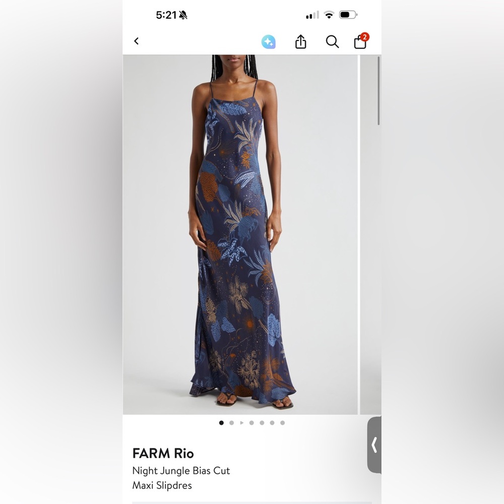FARM Rio Navy Blue & Rust Print Maxi Slip Dress - Picture 5 of 6